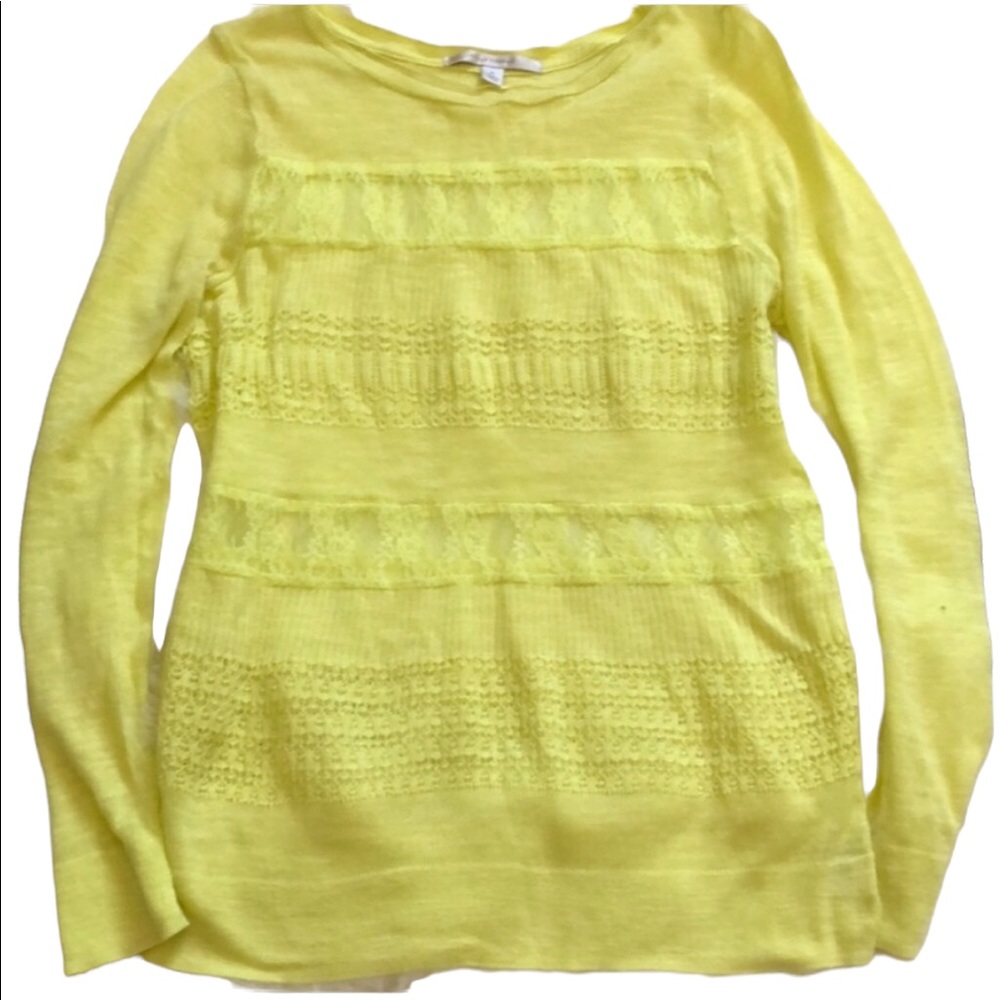 Lauren Conrad Yellow Lace Top long Sleeve Large
